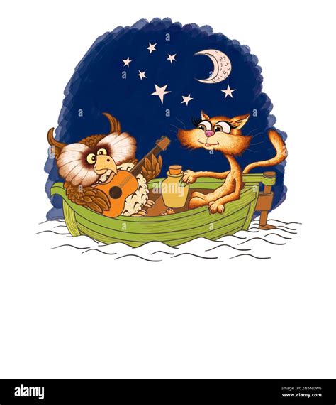 Art Illustrating The Owl And The Pussycat Poem By Edward Lear The Owl And The Pussy Cat Went To