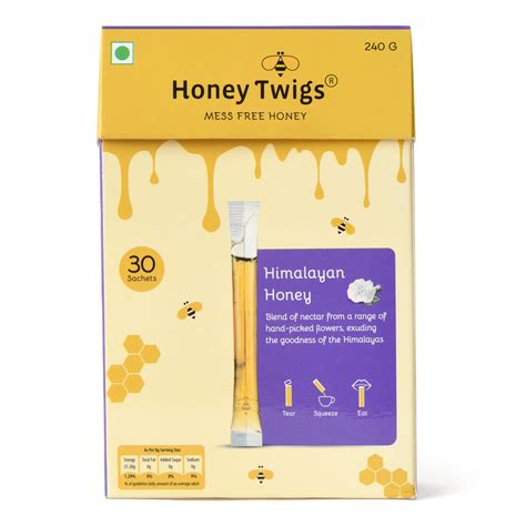 Pure Himalayan Honey Sticks 30 Count Single Serve Honey Straws 100