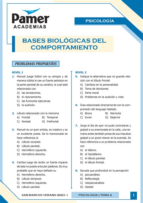 C Sem2 Psico Bases biológicas del comportamiento SAN MARCOS VERANO