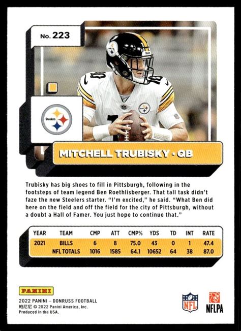 2022 Donruss Mitchell Trubisky Pittsburgh Steelers 223 EBay