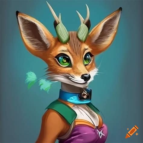 Captivating Artwork Of A Female Deer Fox Hybrid With A Collar On Craiyon