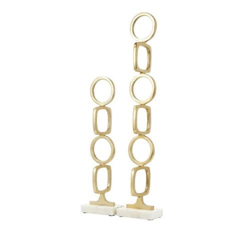 Litton Lane Gold Aluminum Stacked Geometric Rings Abstract Sculpture