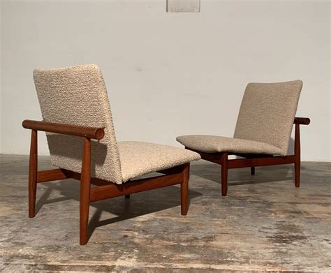 Rare Pair Of Japan 137 Easy Chairs By Finn Juhl For France Son 1960s