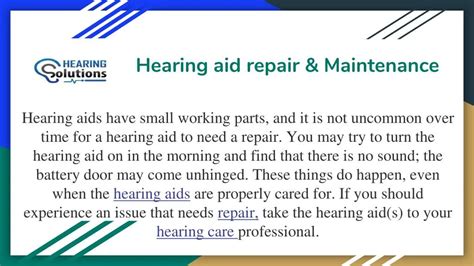 Ppt Hearing Aid Repair And Maintenance Powerpoint Presentation Free