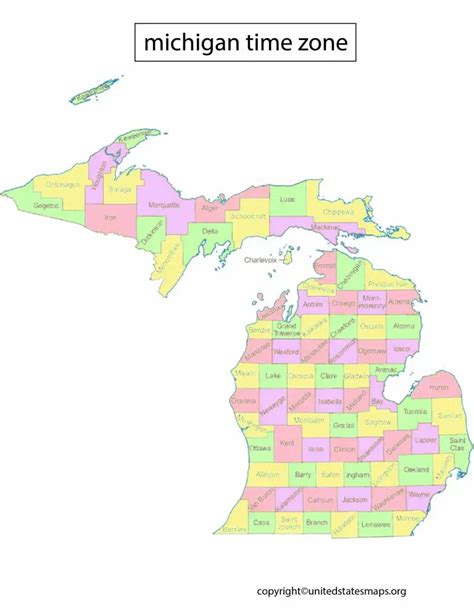 Michigan Time Zone Map Time Zone Map Of Michigan