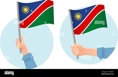 Namibia Flag In Hand Patriotic Background National Flag Of Namibia