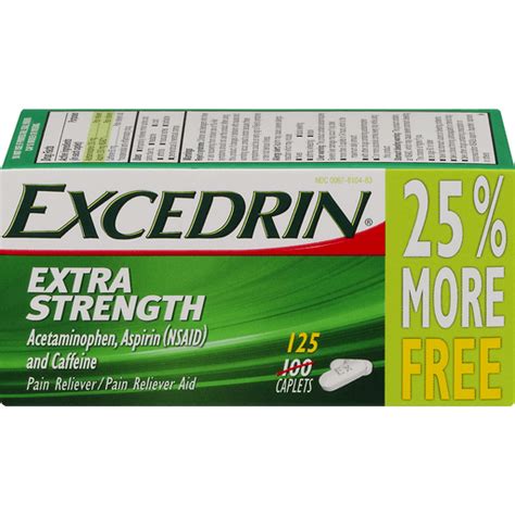 Excedrin Extra Strength Pain Reliever Caplets Ct Shop Edwards