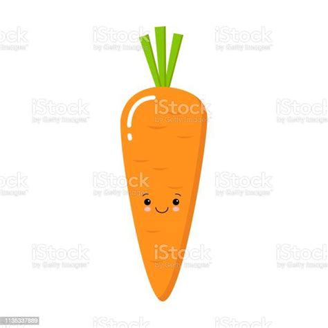 Vector Cartoon Cute Carrot Icon Isolated On White Background Stock