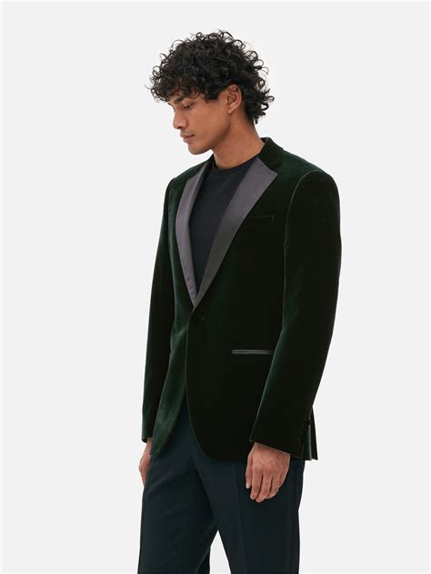 Veste De Costume En Velours Kem Vert Homme Primark