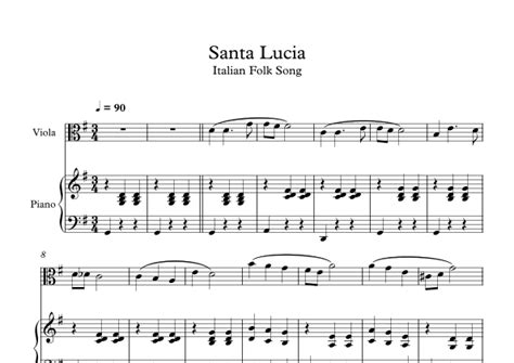 Santa Lucia Italian Folk Song Viola Piano Arr Digital Book