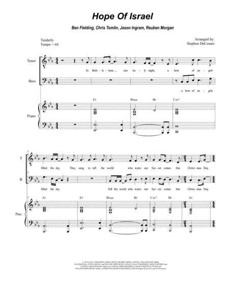 Hope Of Israel Arr Stephen Decesare By Chris Tomlin Sheet Music For Piano And Vocal At Sheet