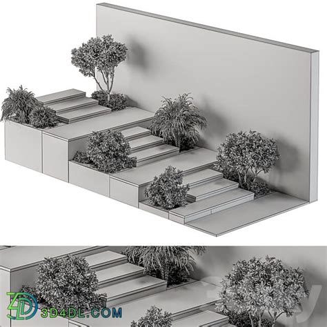 دانلود آبجکت Landscape Furniture stairs with ivy and Garden Architect