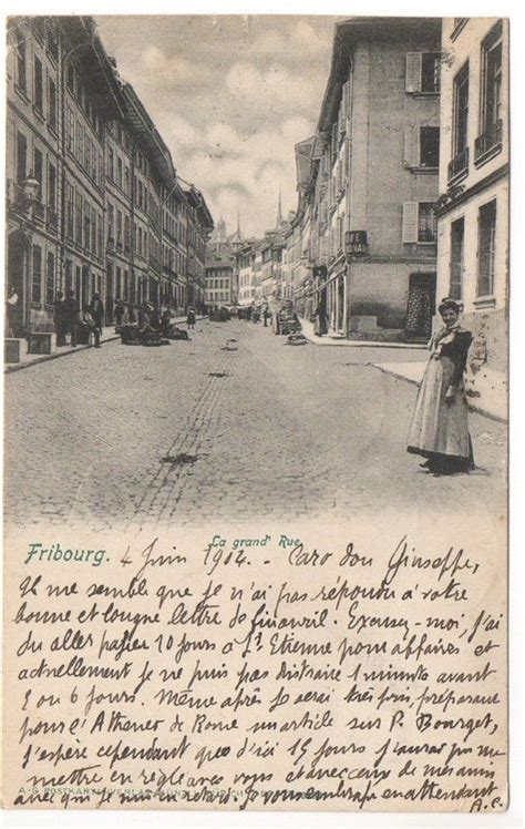 FRIBOURG La grand Rue animée marché Café National Kaufen auf Ricardo