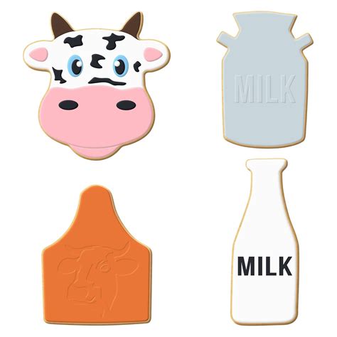 Dairy Farm Cow 4 Piece Cookie Cutters Set Cow Face