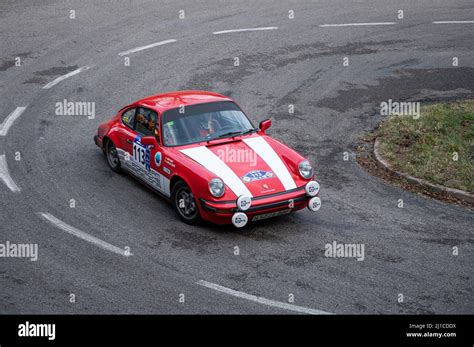 A Closeup Of A Porsche Sc In Lloret De Mar Asphalt Rally Stock