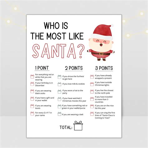 Christmas 2022 Printable Game Who Is The Most Like Santa Christmas