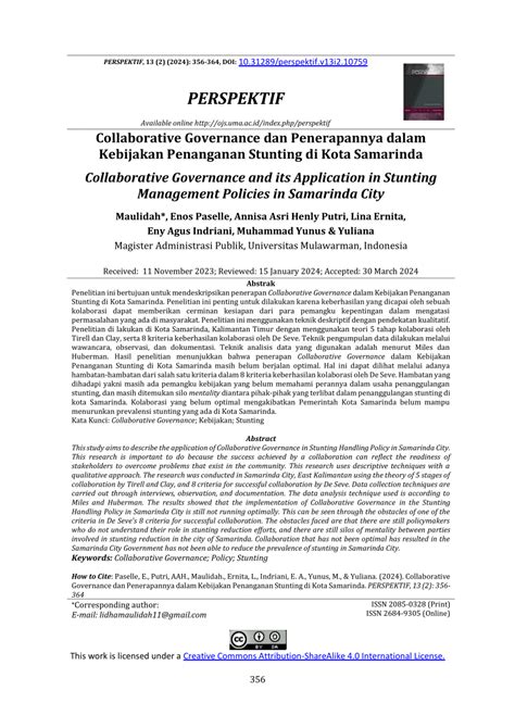 Pdf A Collaborative Governance Dan Penerapannya Dalam Kebijakan