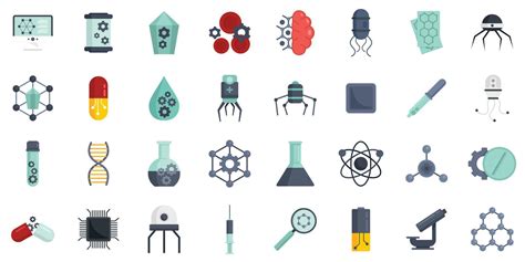 Nanotechnology Icons Set Flat Vector Isolated 9019555 Vector Art At