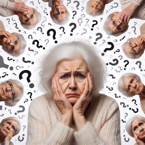 Confused Embarrassed Worried And Depressed Elderly Woman Surrounded