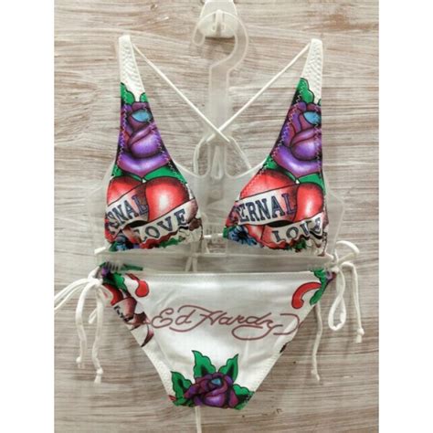 Womens Ed Swimsuit Bikini New Collection Ed Hardy Swimsuit Bikini True Love Blue For Women