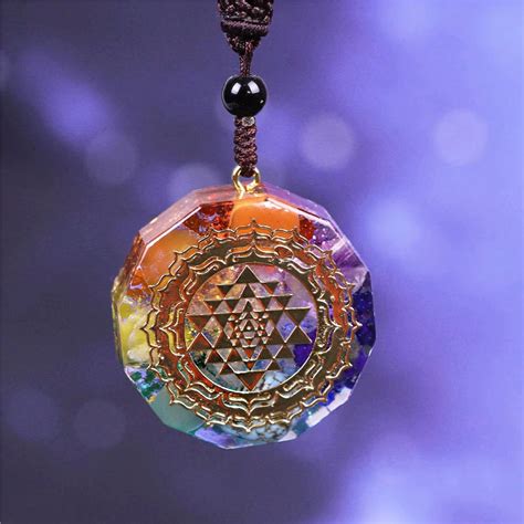 Orgonite Pendant Sri Yantra Necklace Chakra Necklace Etsy