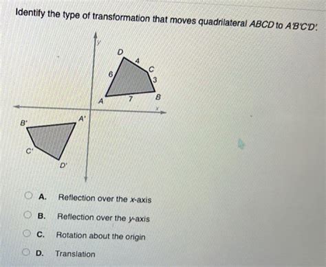 Solved Identify The Type Of Transformation That Moves Quadrilateral