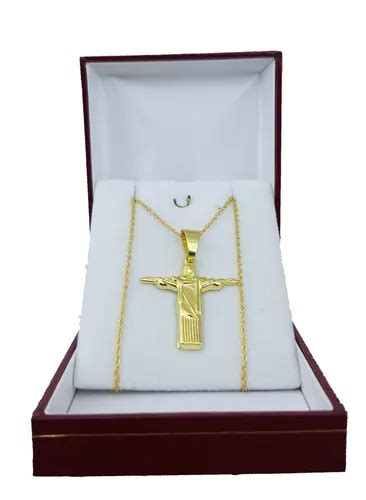 Conjunto Cadena Y Dije Cristo Redentor Enchapado Oro 18 Kt Envío gratis