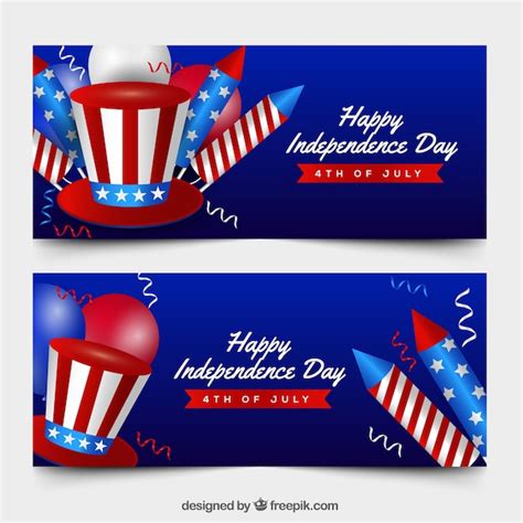 Free Vector Realistic Usa Independence Day Banners