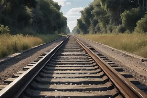 Premium Photo Two Parallel Railway Tracks Extending Into The Distance