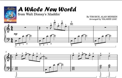 A Whole New World Piano Sheet Grade 1 Grade 5 Self Learning Series ...