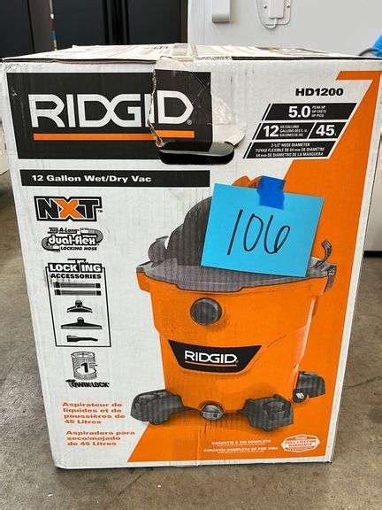 Rigid 12 Gallon Wet Dry Vacuum In Box Earl S Auction Company