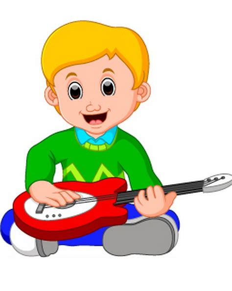 little boy cartoon playing guitar - ClipartLib