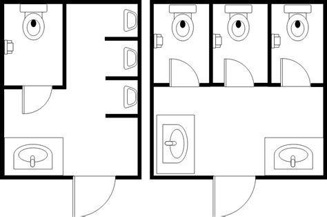 Public Restroom With Single Restroom Restroom Floor Plan Template