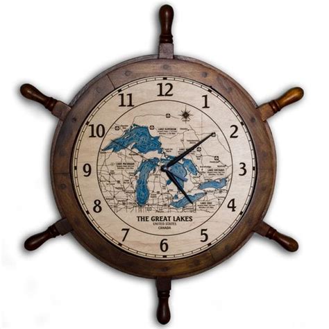 great lakes ship wheel wall clock - Beach Bliss Living