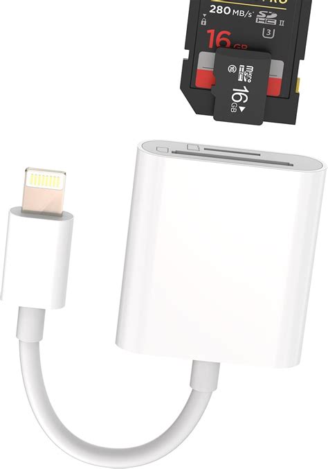 Adaptateur Lecteur Carte SD iPhone 2en1 lightning Jack Micro SD Mémoire