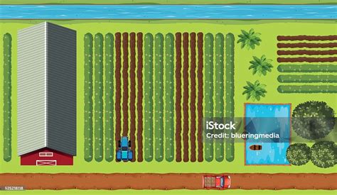 pemandangan atas lahan pertanian  tanaman ilustrasi stok