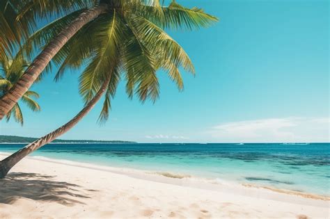 Premium Photo Beach At Daytime Landscape Scene With Palm Tree