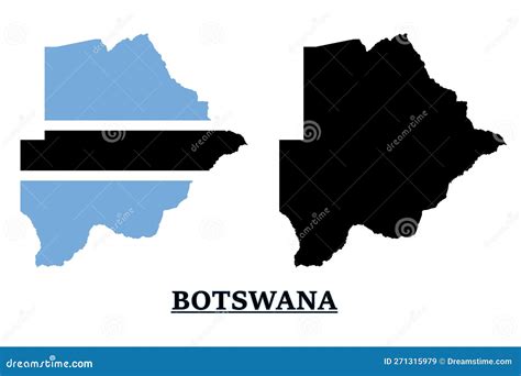 Botswana National Flag Map Design Botswana Country Flag Inside The Map