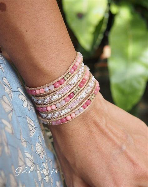 Pink Mix Wrap Bracelet Seed Beaded Boho Wrap Bracelet Etsy Beadwork