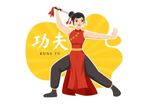 Ilustración De Kung Fu Con Personas Que Muestran Arte Marcial Deportivo