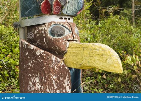 Bird Carving On Totem Pole Stock Photo Image Of Totem 33399366