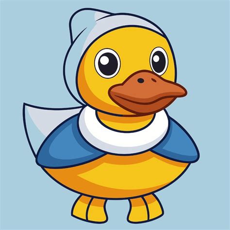 Lindo pato con toalla Ilustración de icono vectorial de dibujos