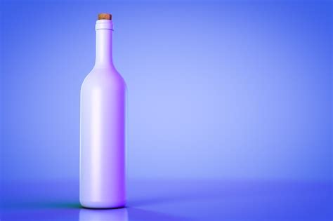 Premium Photo | Blue decorative wine bottle with cork. copy space