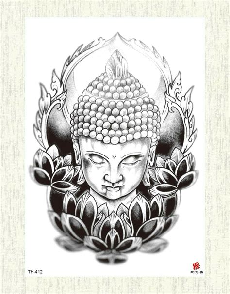 Body Decals Black Buddha Lotus Large Temporary Arm Tattoo Ebay