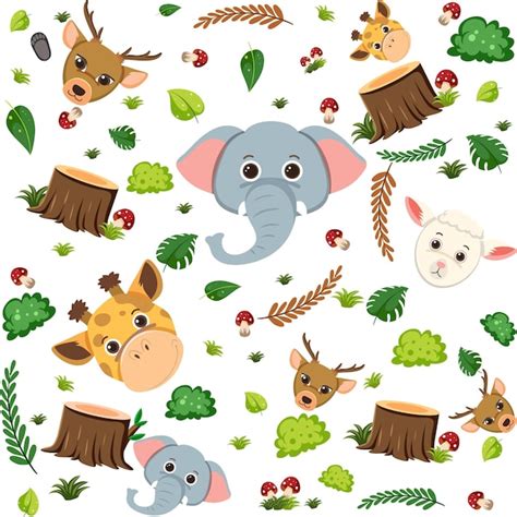 Free Vector Cute Animal Seamless Pattern