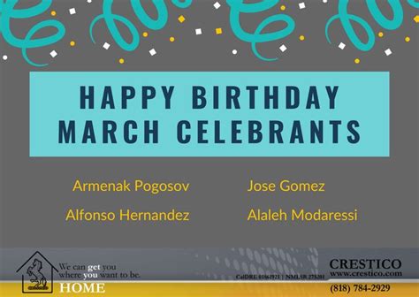 Happy Birthday March 2021 Celebrants The Whole Team Wishes You The