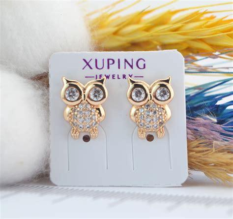 Сережки совы гвоздики (пусеты) Xuping Jewelry из медицинского сплава ...