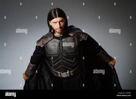 Angry Warrior Against Dark Background Stock Photo Alamy