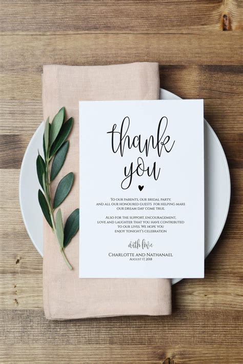 Thank You Note Template Wedding