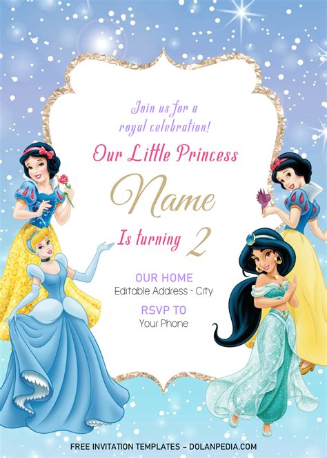 Awesome Free Template Disney Princess Invitation Templates Editable With Ms Word Disney